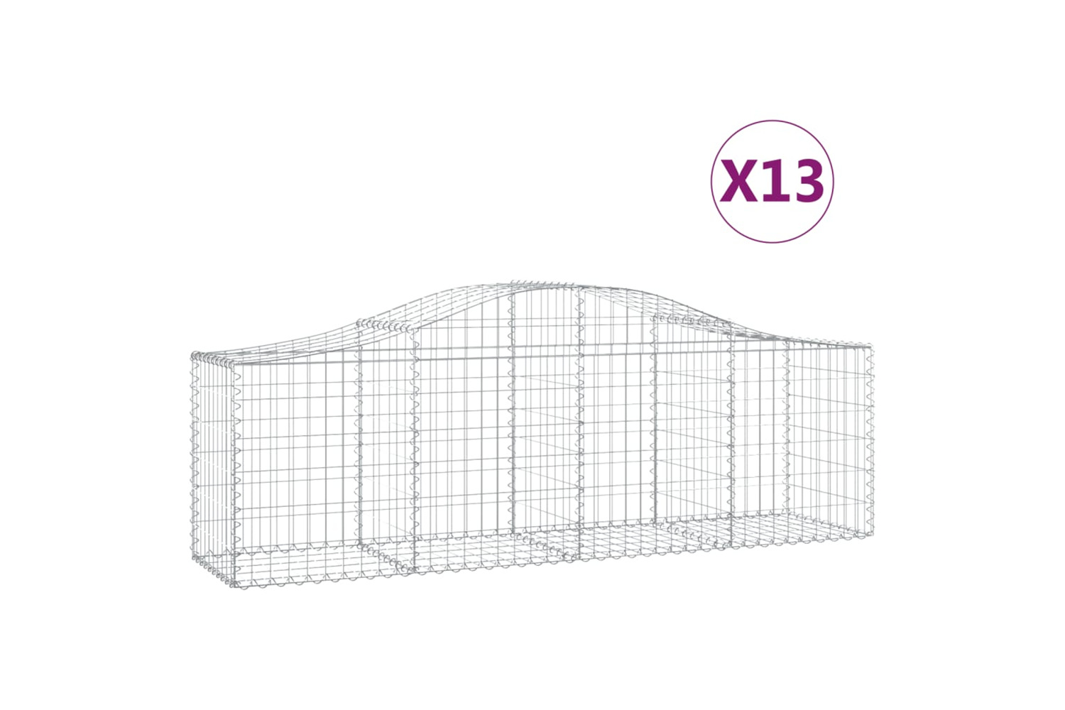 vidaXL 3145609 Arched Gabion Baskets 13 Pcs 200x50x60/80cm Galvanised Iron