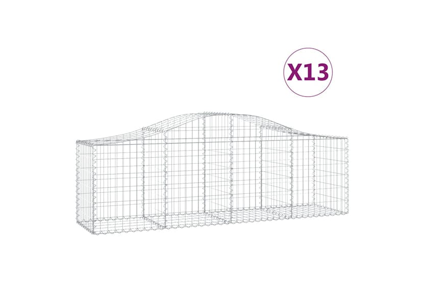 Vidaxl 3145609 Arched Gabion Baskets 13 Pcs 200x50x60/80 Cm Galvanised Iron