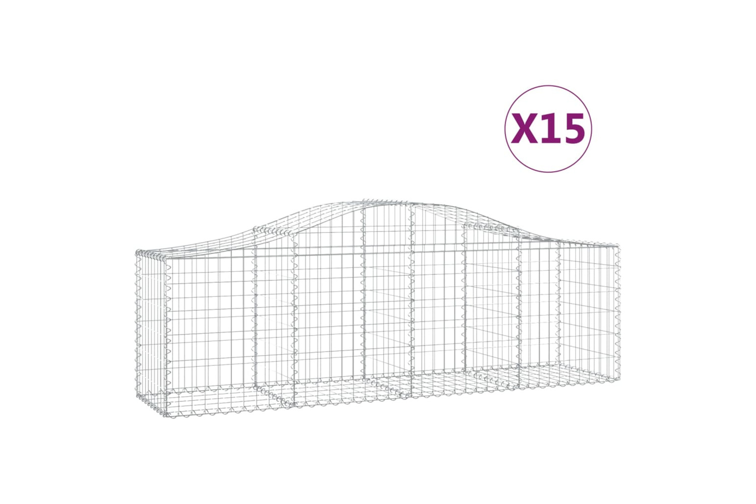 vidaXL 3145611 Arched Gabion Baskets 15 Pcs 200x50x60/80cm Galvanised Iron