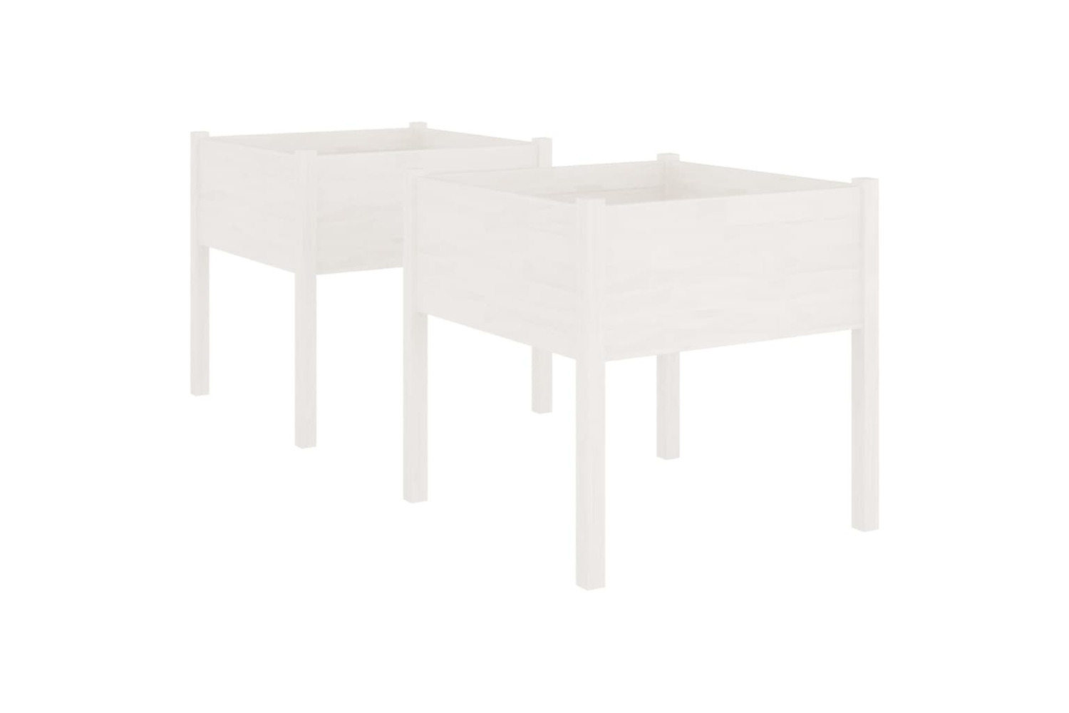 vidaXL 810812 Garden Planters 2 Pcs White 70x70x70cm Solid Pinewood