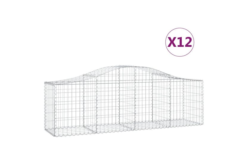 Vidaxl 3145608 Arched Gabion Baskets 12 Pcs 200x50x60/80 Cm Galvanised Iron