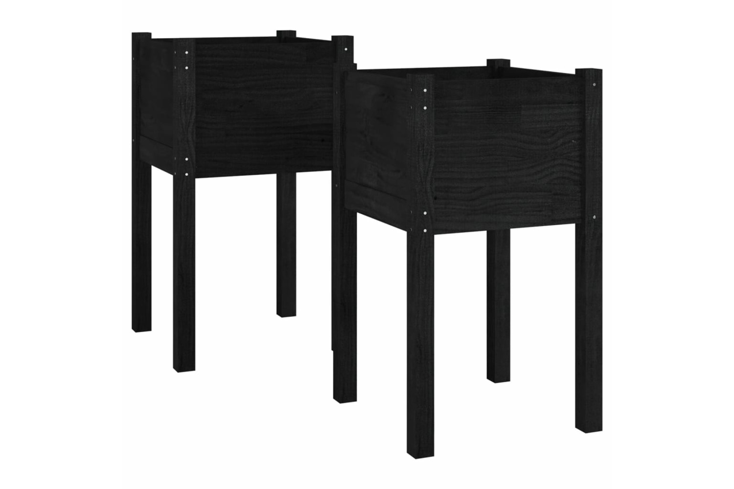 vidaXL 810798 Garden Planters 2 Pcs Black 40x40x70cm Solid Pinewood