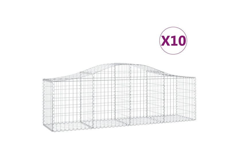 Vidaxl 3145606 Arched Gabion Baskets 10 Pcs 200x50x60/80 Cm Galvanised Iron