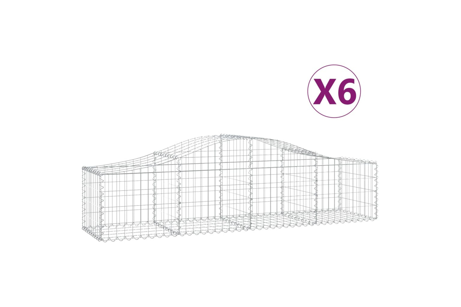 vidaXL 3145581 Arched Gabion Baskets 6 Pcs 200x50x40/60cm Galvanised Iron