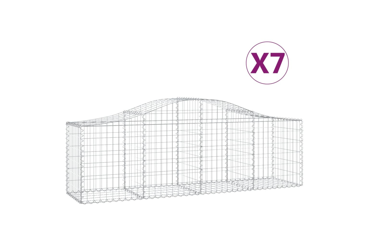 vidaXL 3145603 Arched Gabion Baskets 7 Pcs 200x50x60/80cm Galvanised Iron