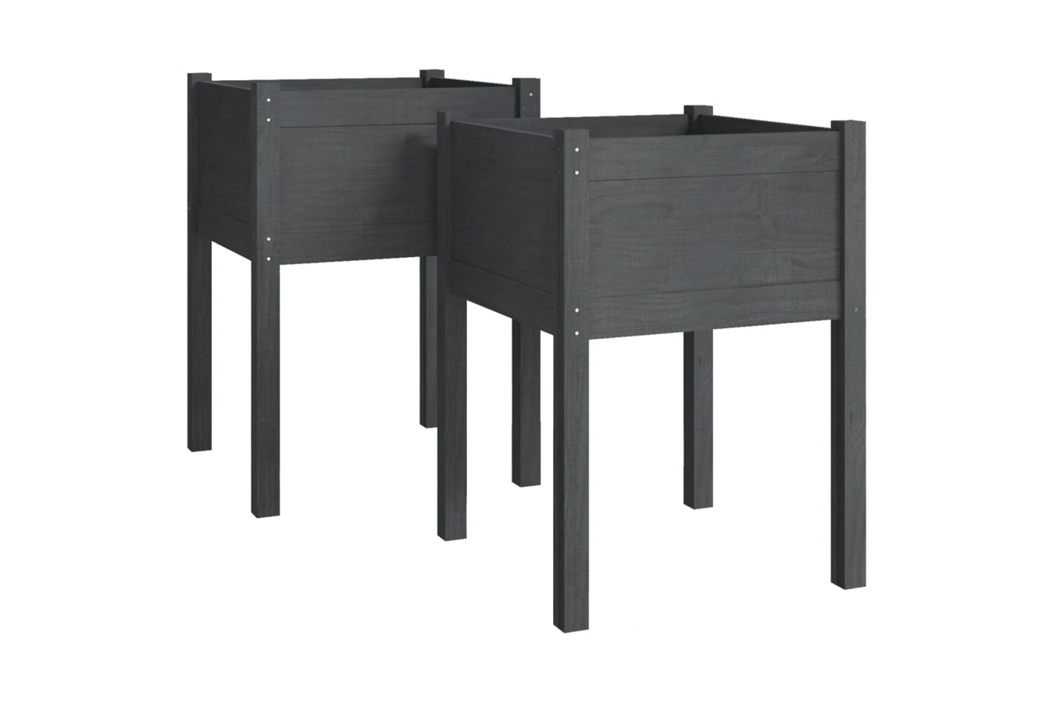 vidaXL 810804 Garden Planters 2 Pcs Grey 50x50x70cm Solid Pinewood