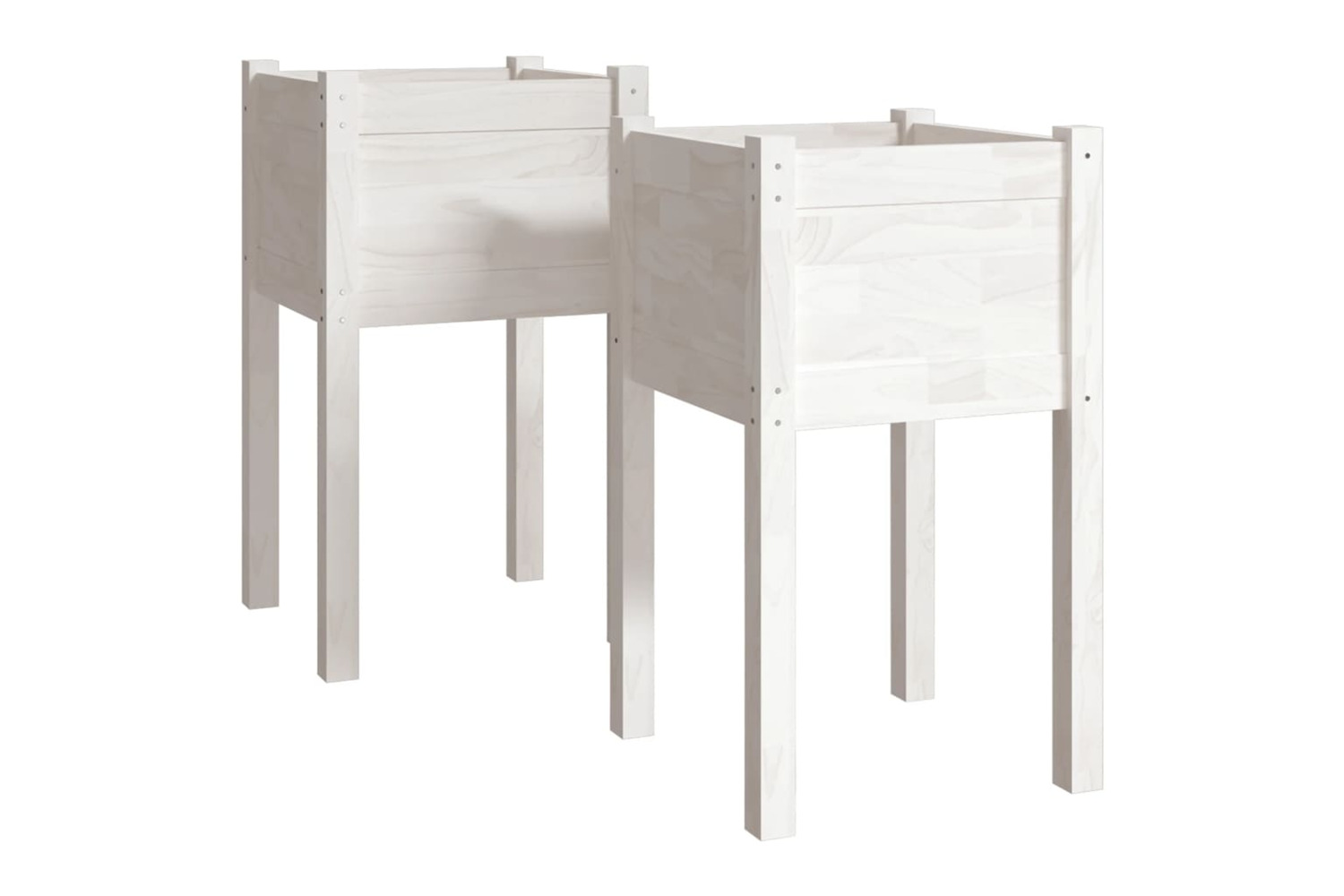 vidaXL 810792 Garden Planters 2 Pcs White 40x40x70cm Solid Pinewood