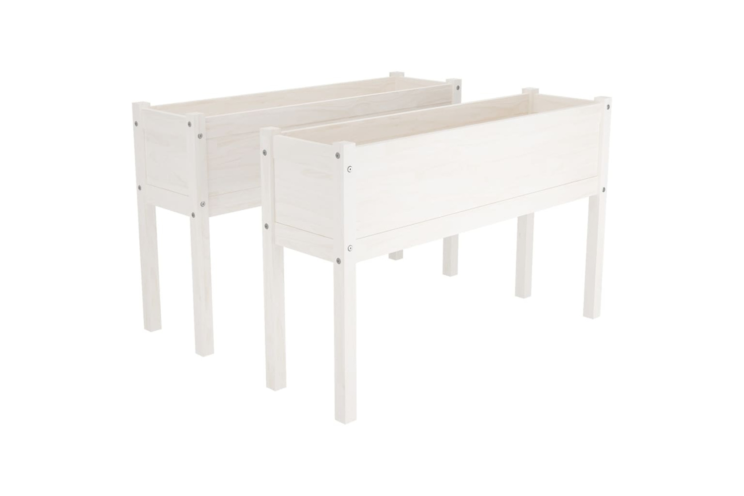 vidaXL 810832 Garden Planters 2 Pcs White 110x31x70cm Solid Pinewood