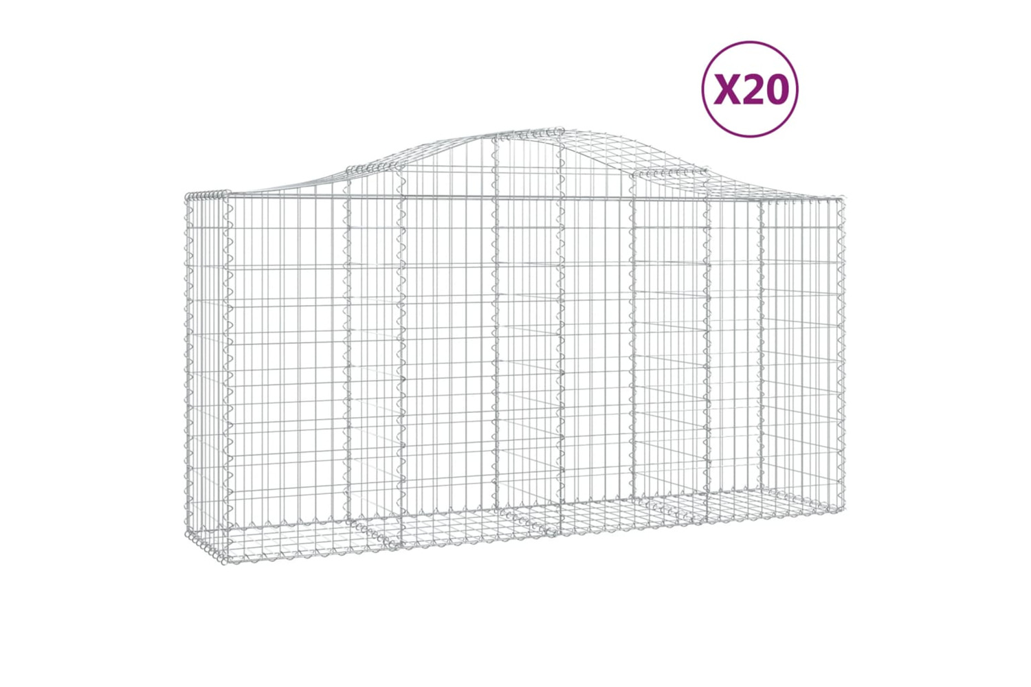 vidaXL 3145655 Arched Gabion Baskets 20 Pcs 200x50x100/120cm Galvanised Iron