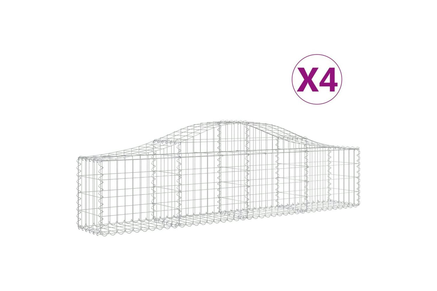 Vidaxl 3145369 Arched Gabion Baskets 4 Pcs 200x30x40/60 Cm Galvanised Iron