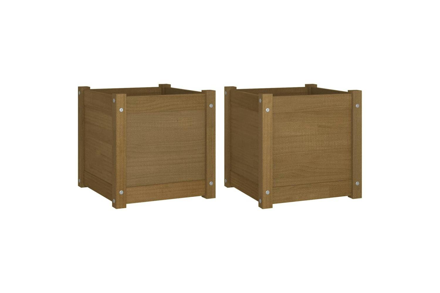 Vidaxl 810541 Garden Planters 2 Pcs Honey Brown 40x40x40 Cm Solid Pinewood