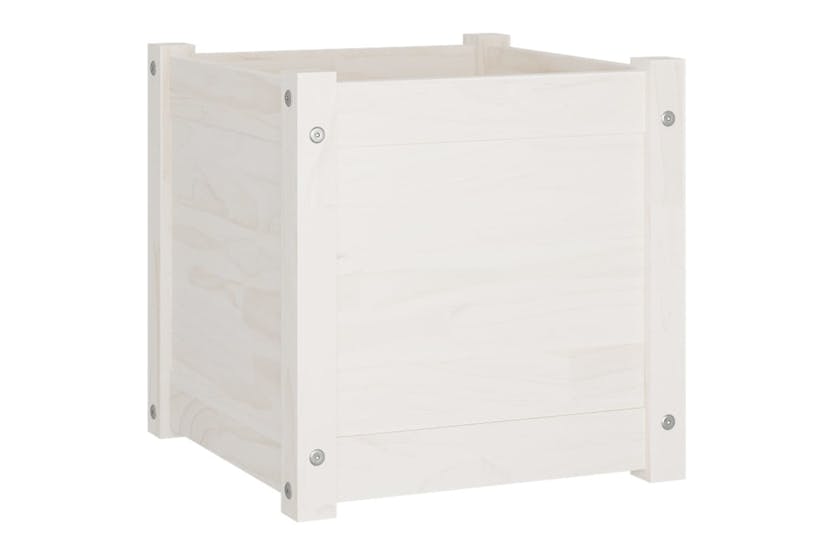 Vidaxl 810536 Garden Planter White 40x40x40 Cm Solid Pinewood