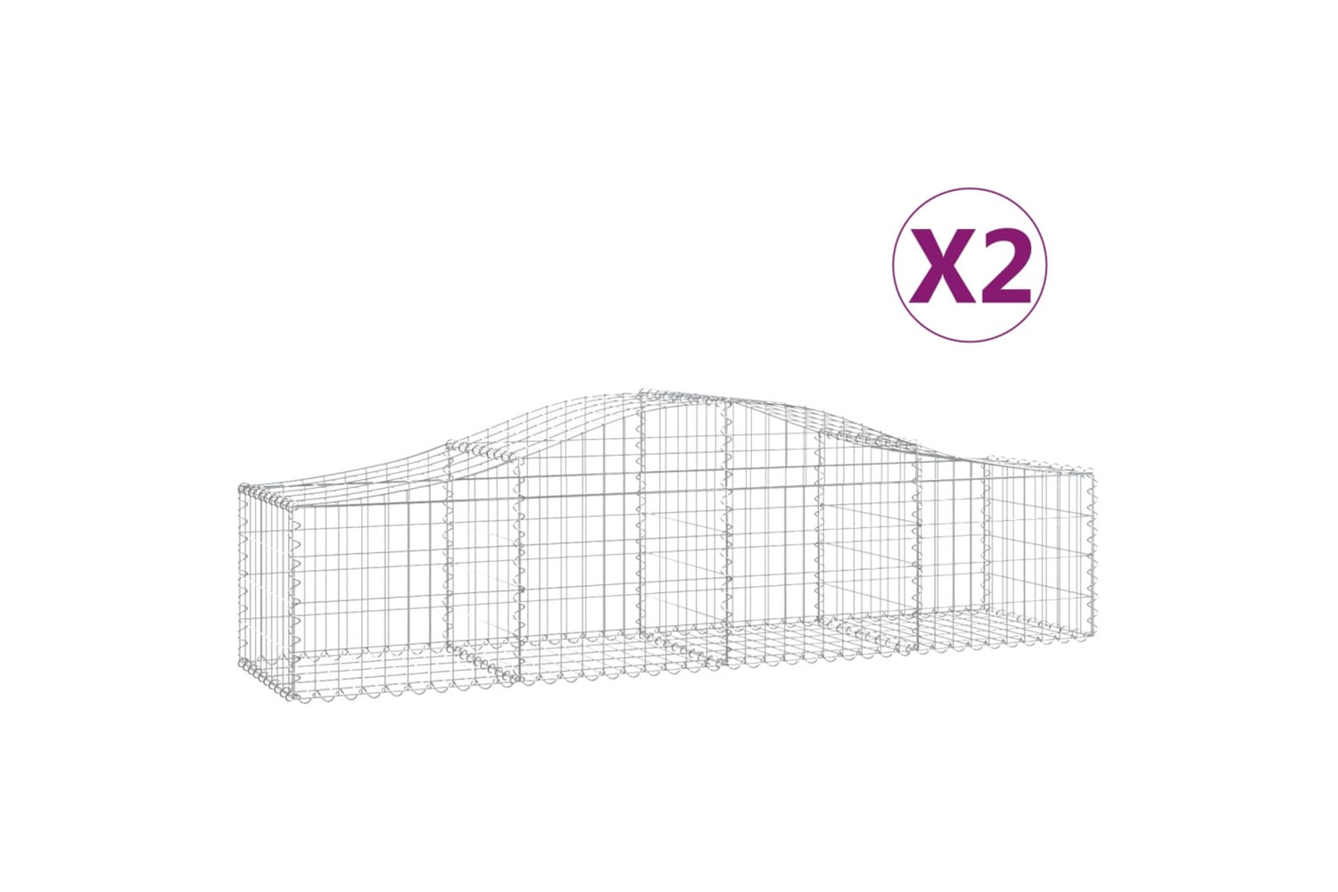 vidaXL 3145577 Arched Gabion Baskets 2 Pcs 200x50x40/60cm Galvanised Iron