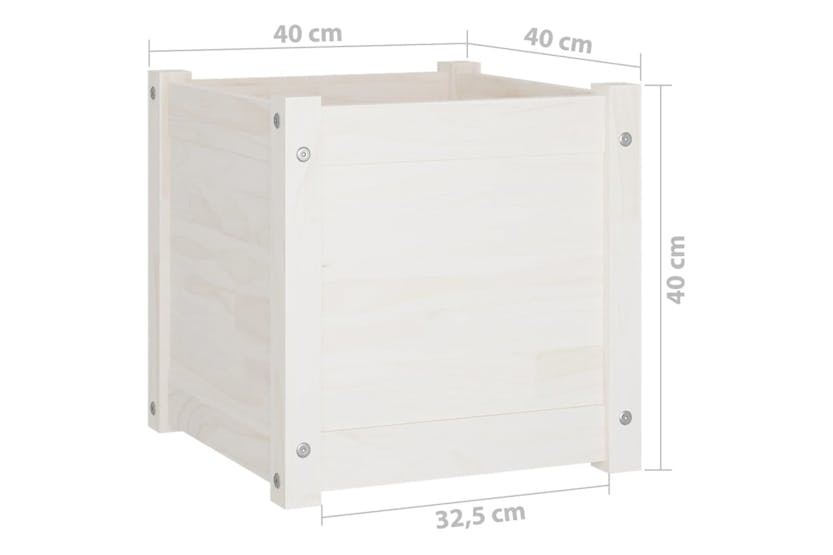 Vidaxl 810536 Garden Planter White 40x40x40 Cm Solid Pinewood