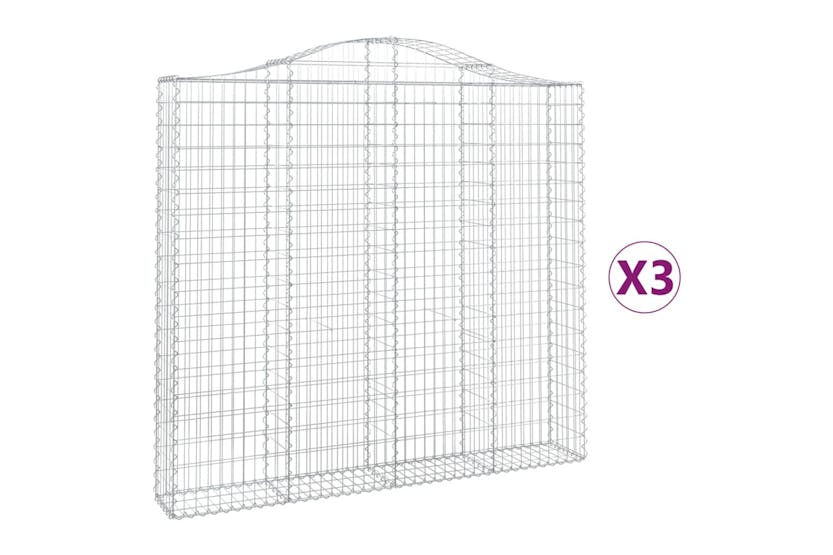 Vidaxl 3145515 Arched Gabion Baskets 3 Pcs 200x30x180/200 Cm Galvanised Iron