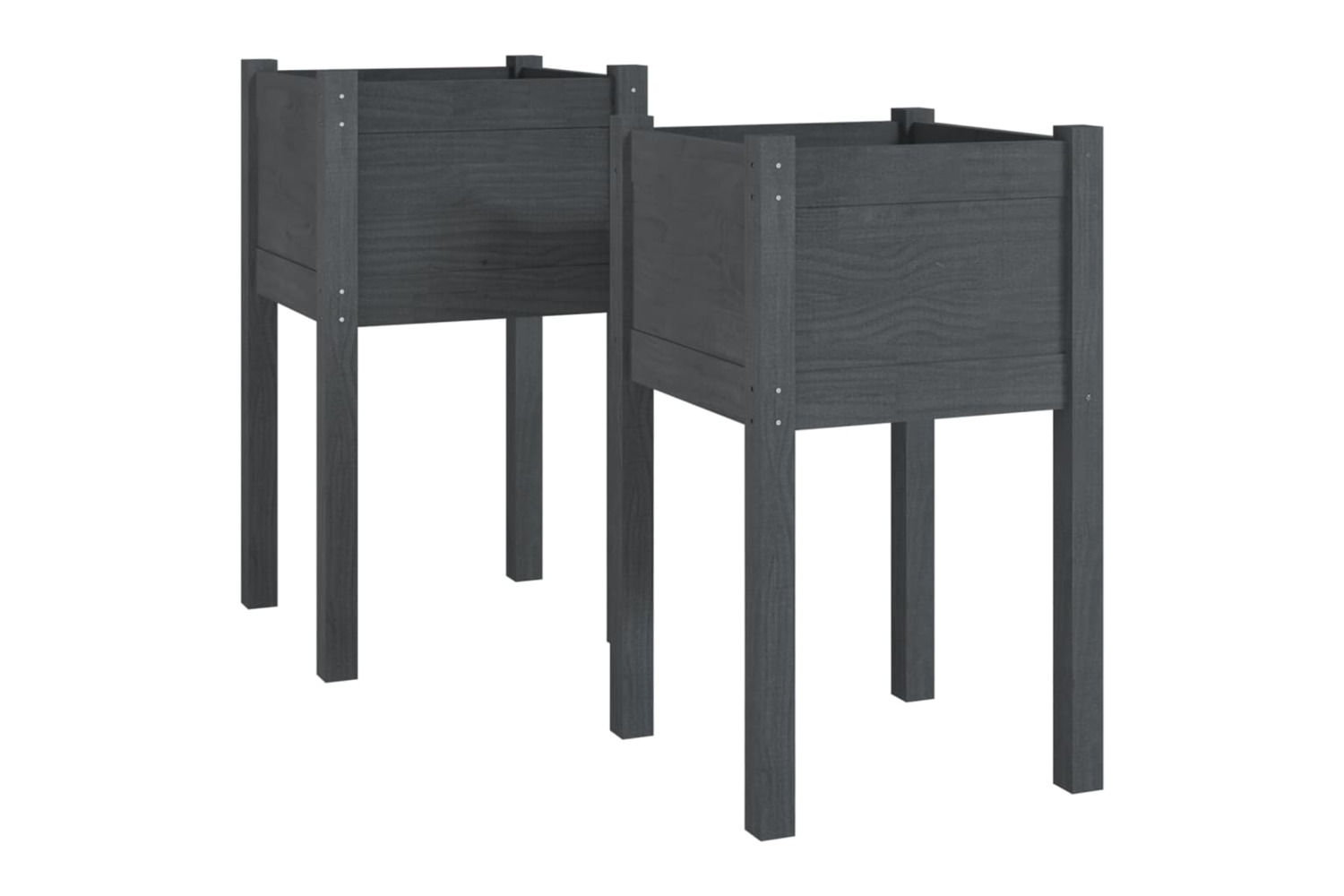 vidaXL 810794 Garden Planters 2 Pcs Grey 40x40x70cm Solid Pinewood