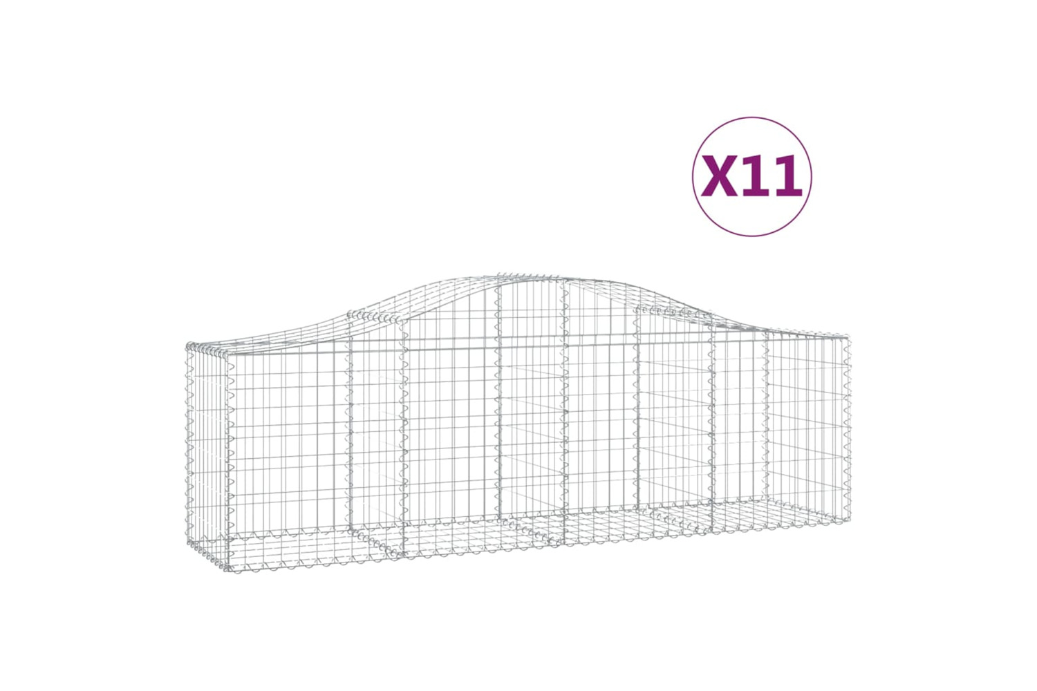 vidaXL 3145607 Arched Gabion Baskets 11 Pcs 200x50x60/80cm Galvanised Iron