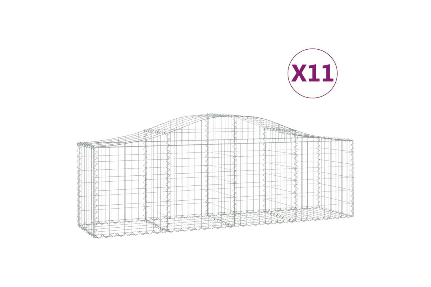 Vidaxl 3145607 Arched Gabion Baskets 11 Pcs 200x50x60/80 Cm Galvanised Iron