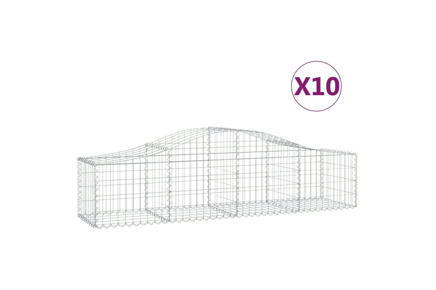 Vidaxl 3145585 Arched Gabion Baskets 10 Pcs 200x50x40/60 Cm Galvanised Iron