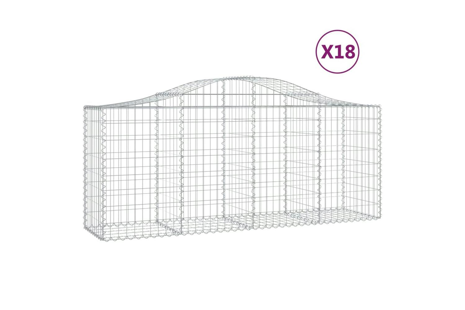 Vidaxl 3145633 Arched Gabion Baskets 18 Pcs 200x50x80/100 Cm Galvanised Iron