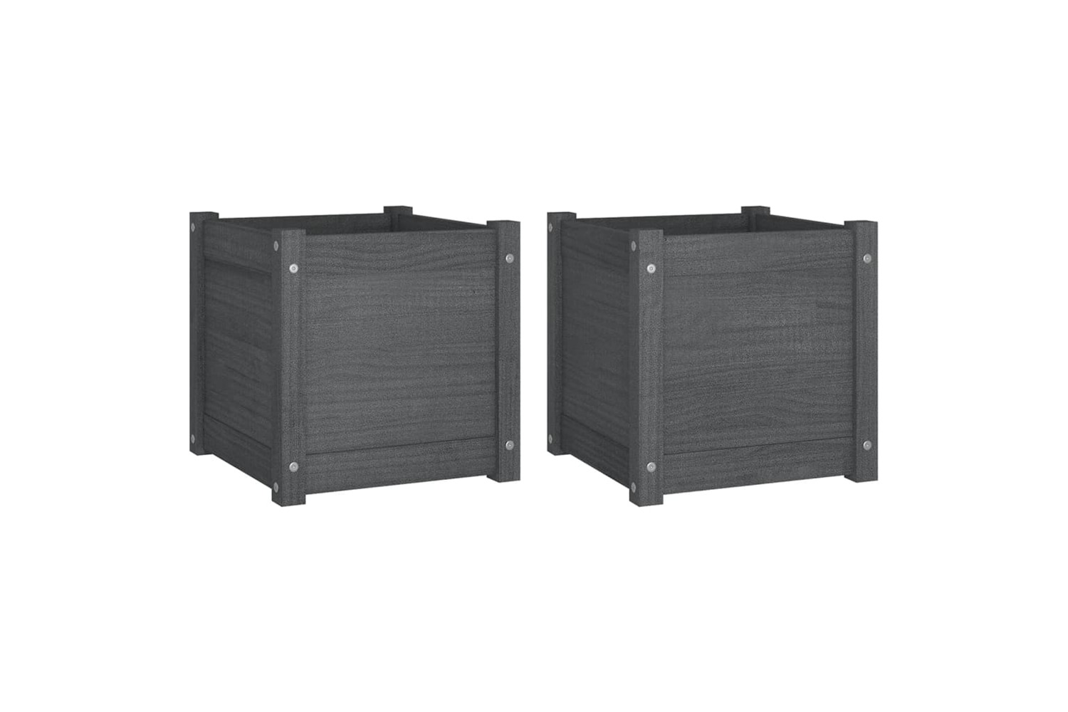 vidaXL 810539 Garden Planters 2 Pcs Grey 40x40x40cm Solid Pinewood
