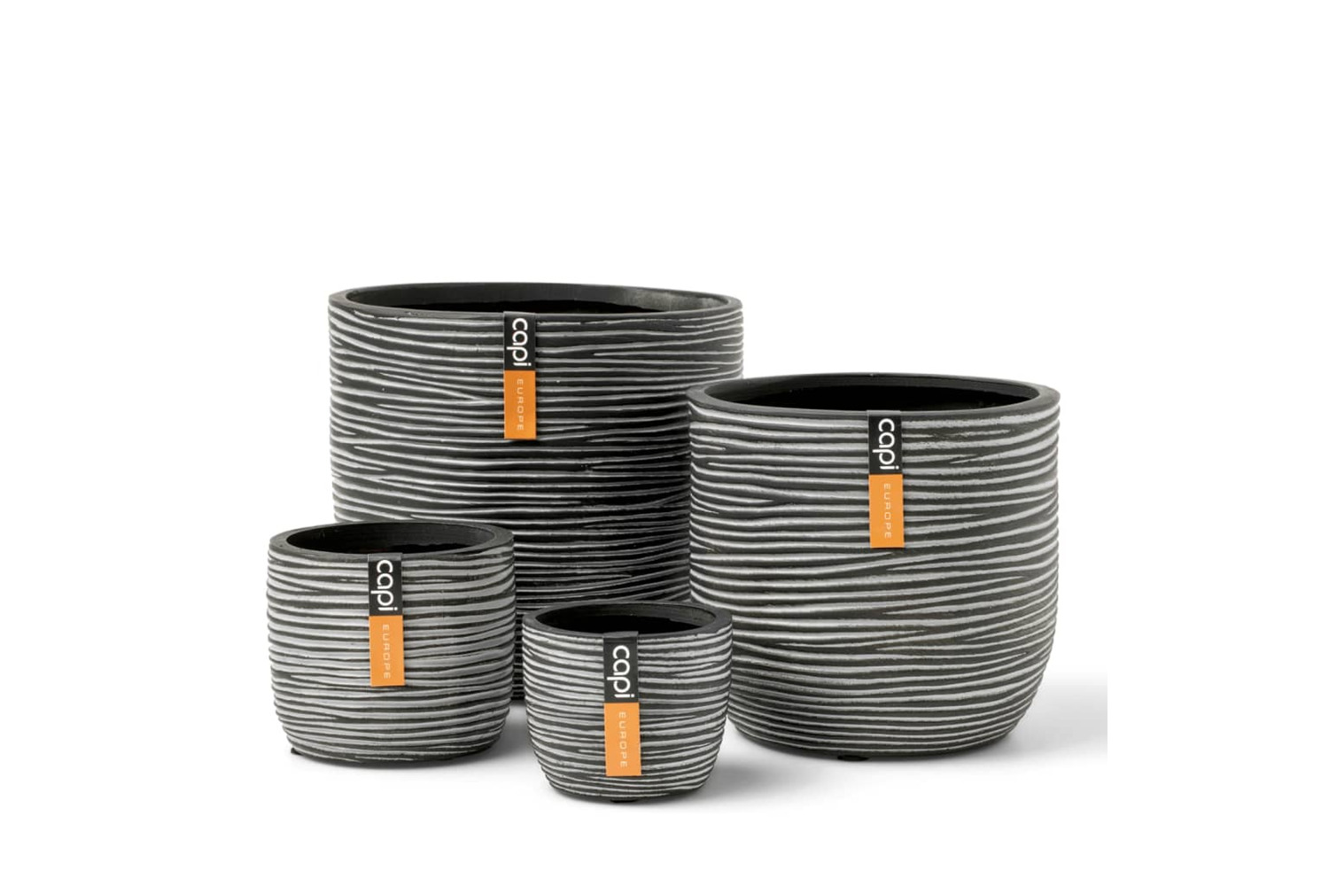 Capi 445508 4 Piece Vase Set Nature Rib Anthracite