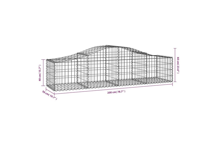 Vidaxl 3145583 Arched Gabion Baskets 8 Pcs 200x50x40/60 Cm Galvanised Iron