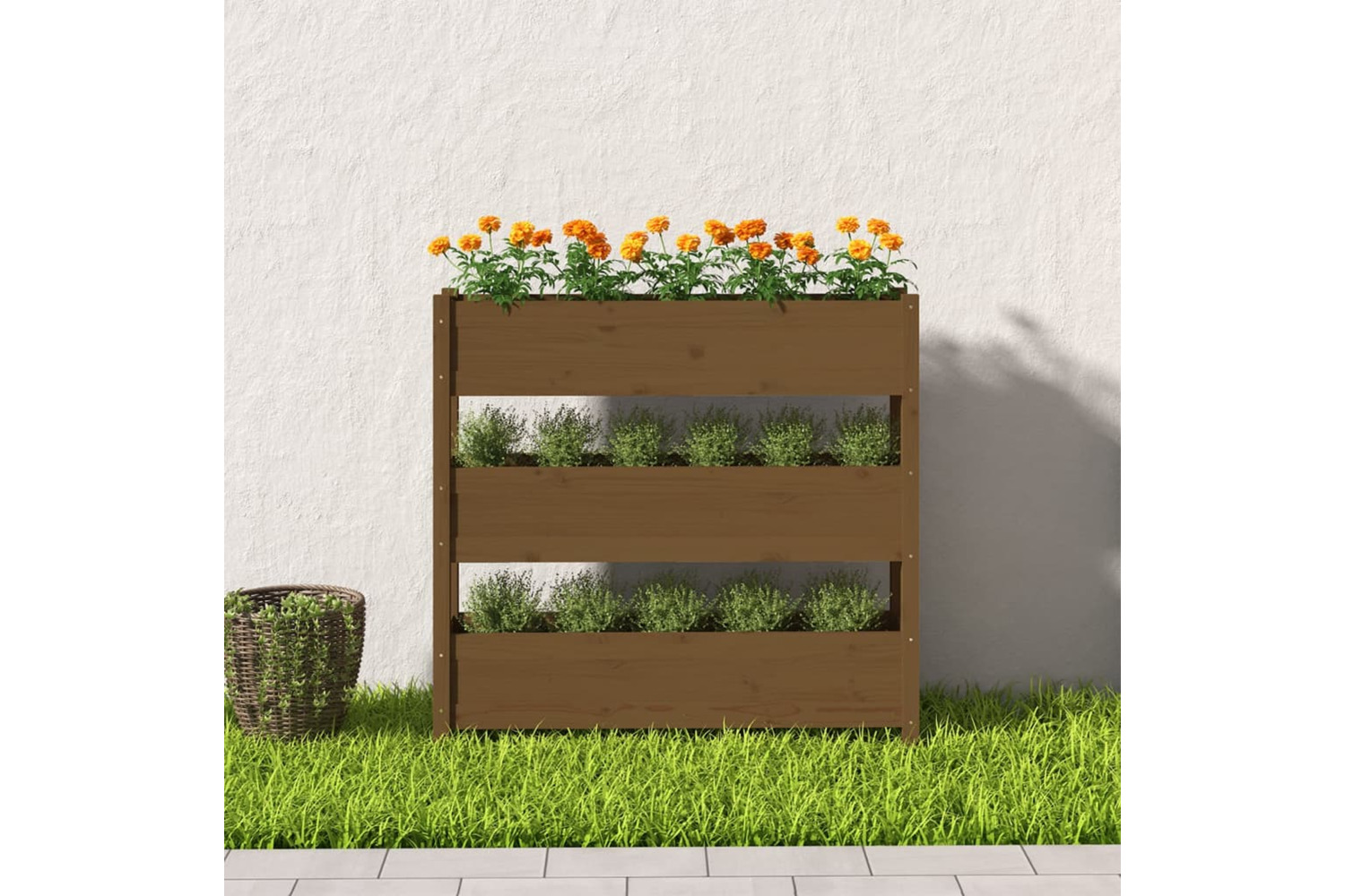 vidaXL 823923 Planter Honey Brown 112x25x104.5cm Solid Wood Pine