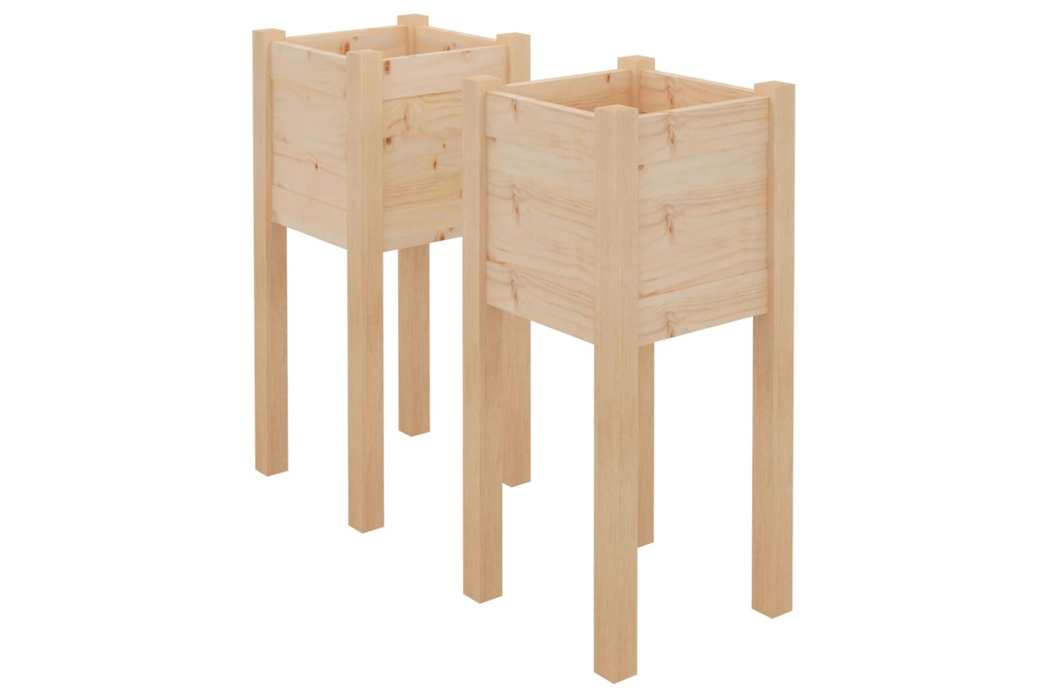 vidaXL 810780 Garden Planters 2 Pcs 31x31x70cm Solid Pinewood