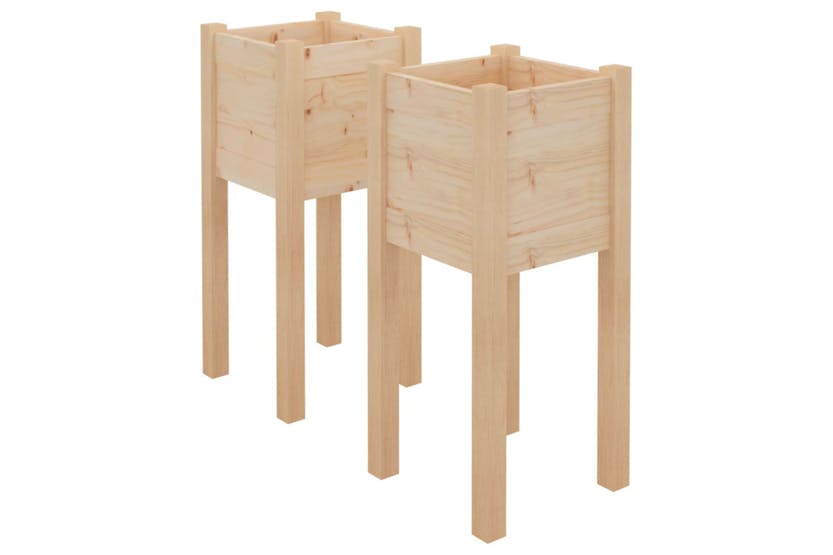 Vidaxl 810780 Garden Planters 2 Pcs 31x31x70 Cm Solid Pinewood