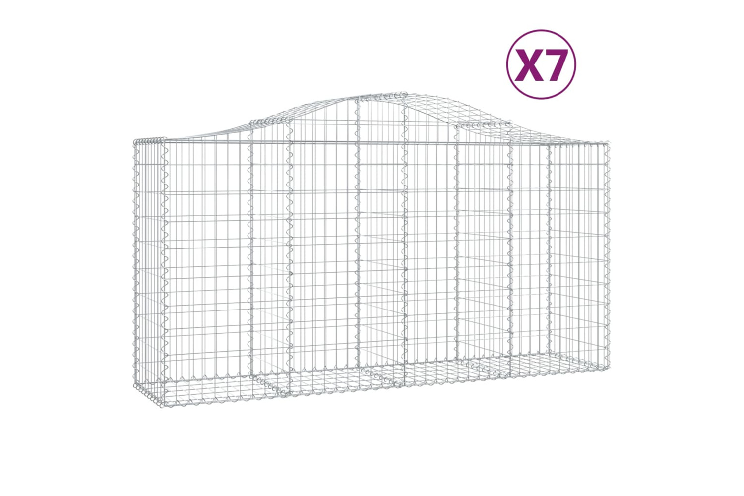 vidaXL 3145645 Arched Gabion Baskets 7 Pcs 200x50x100/120cm Galvanised Iron