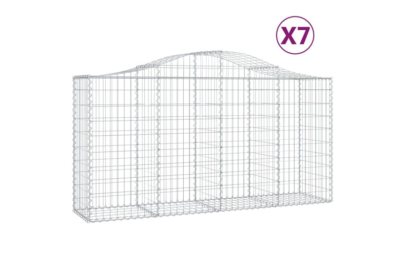 Vidaxl 3145645 Arched Gabion Baskets 7 Pcs 200x50x100/120 Cm Galvanised Iron