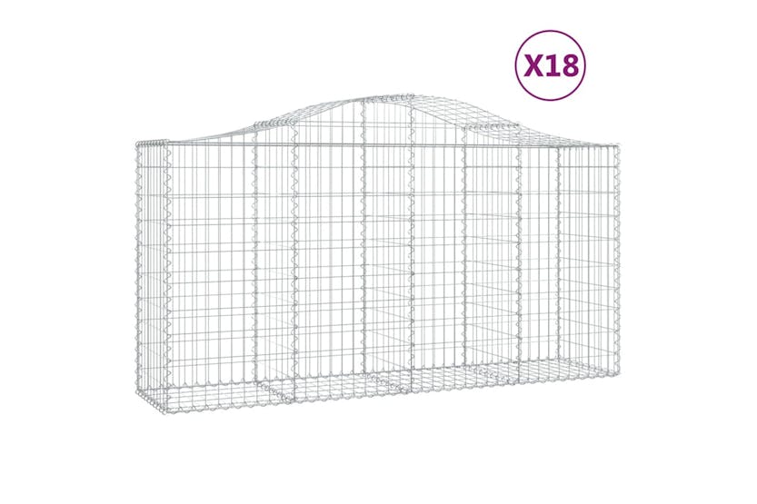 Vidaxl 3145654 Arched Gabion Baskets 18 Pcs 200x50x100/120 Cm Galvanised Iron