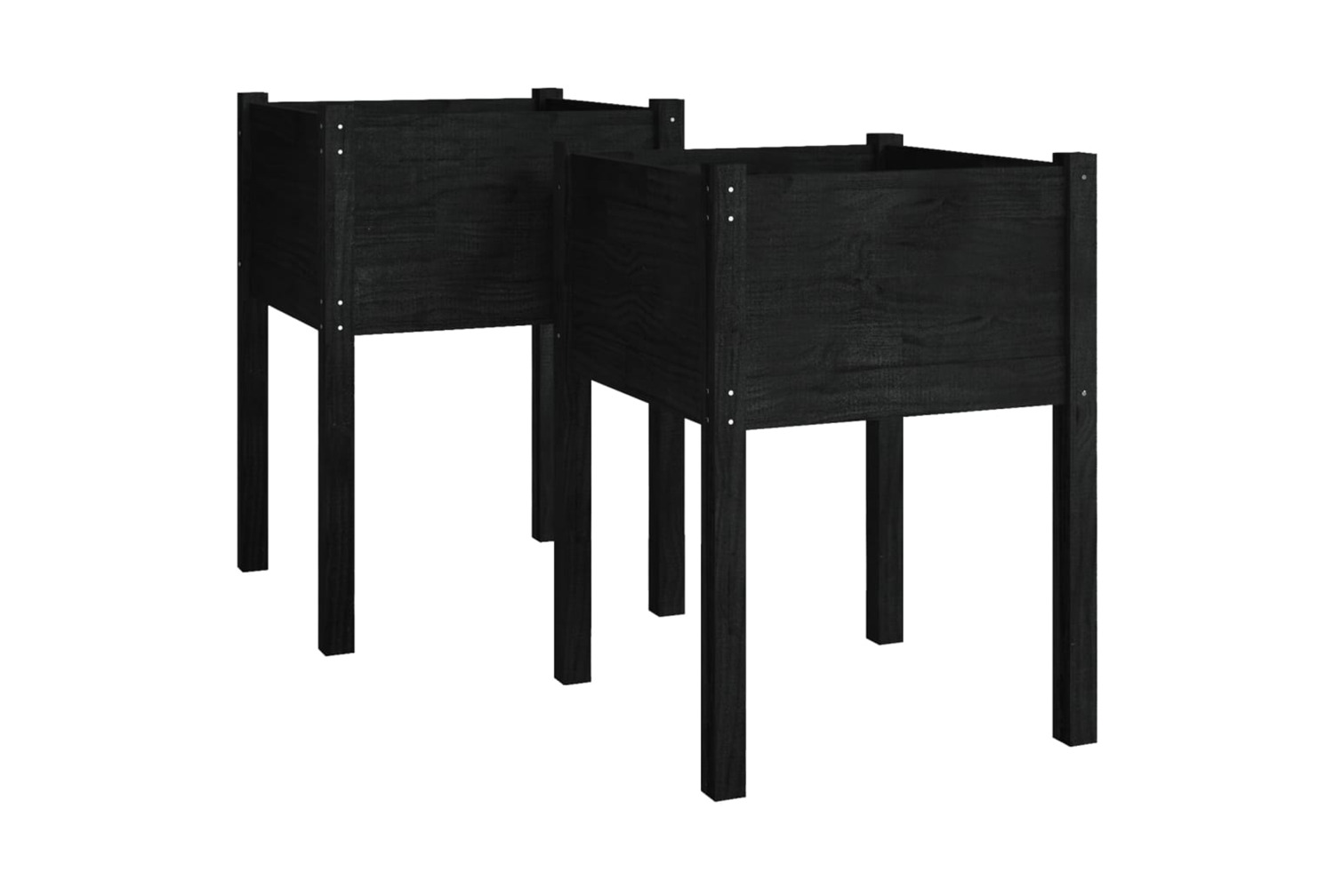 vidaXL 810808 Garden Planters 2 Pcs Black 50x50x70cm Solid Pinewood