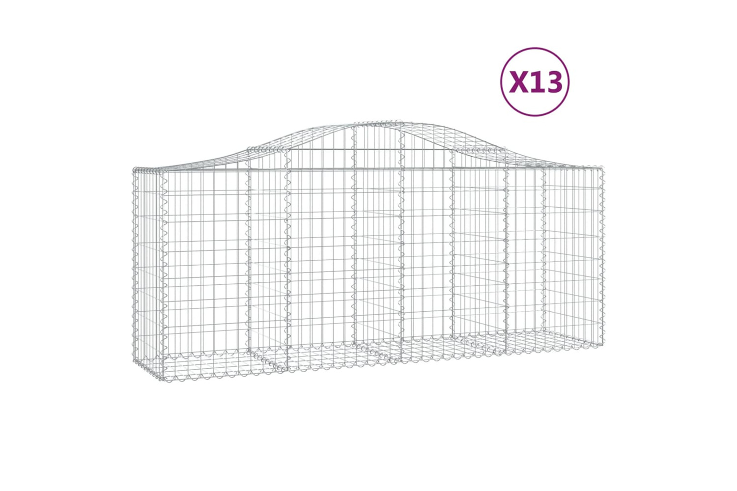 vidaXL 3145630 Arched Gabion Baskets 13 Pcs 200x50x80/100cm Galvanised Iron