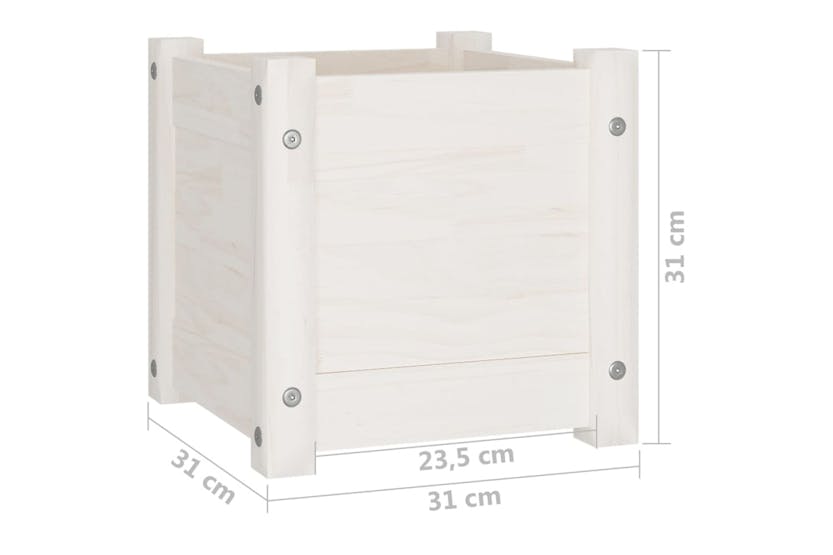 Vidaxl 810524 Garden Planter White 31x31x31 Cm Solid Pinewood