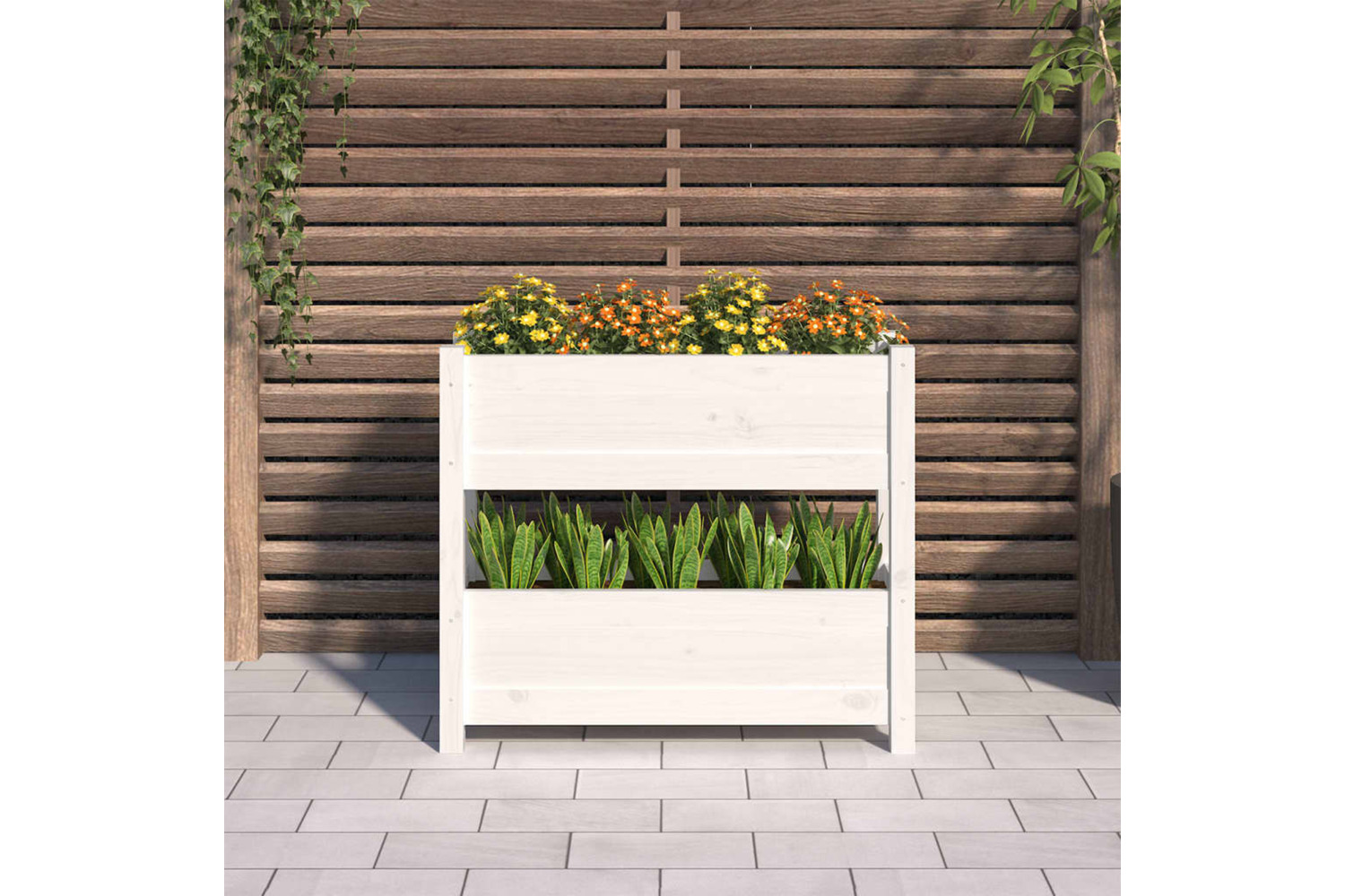 vidaXL 823942 Planter White 77x25x66cm Solid Wood Pine