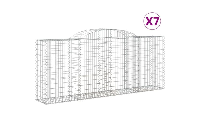 Vidaxl 3146724 Arched Gabion Baskets 7 Pcs 300x50x120/140 Cm Galvanised Iron