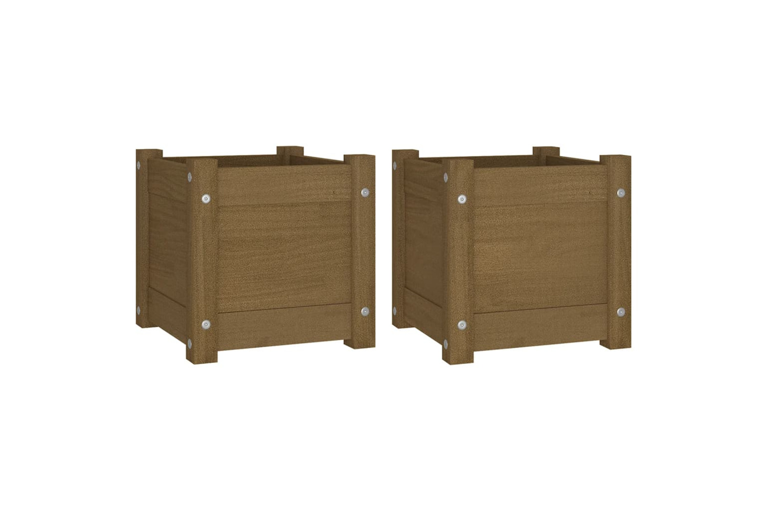 vidaXL 810529 Garden Planters 2 Pcs Honey Brown 31x31x31cm Solid Pinewood