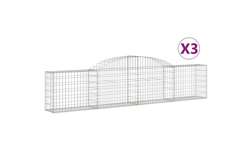 Vidaxl 3146486 Arched Gabion Baskets 3 Pcs 300x30x60/80 Cm Galvanised Iron