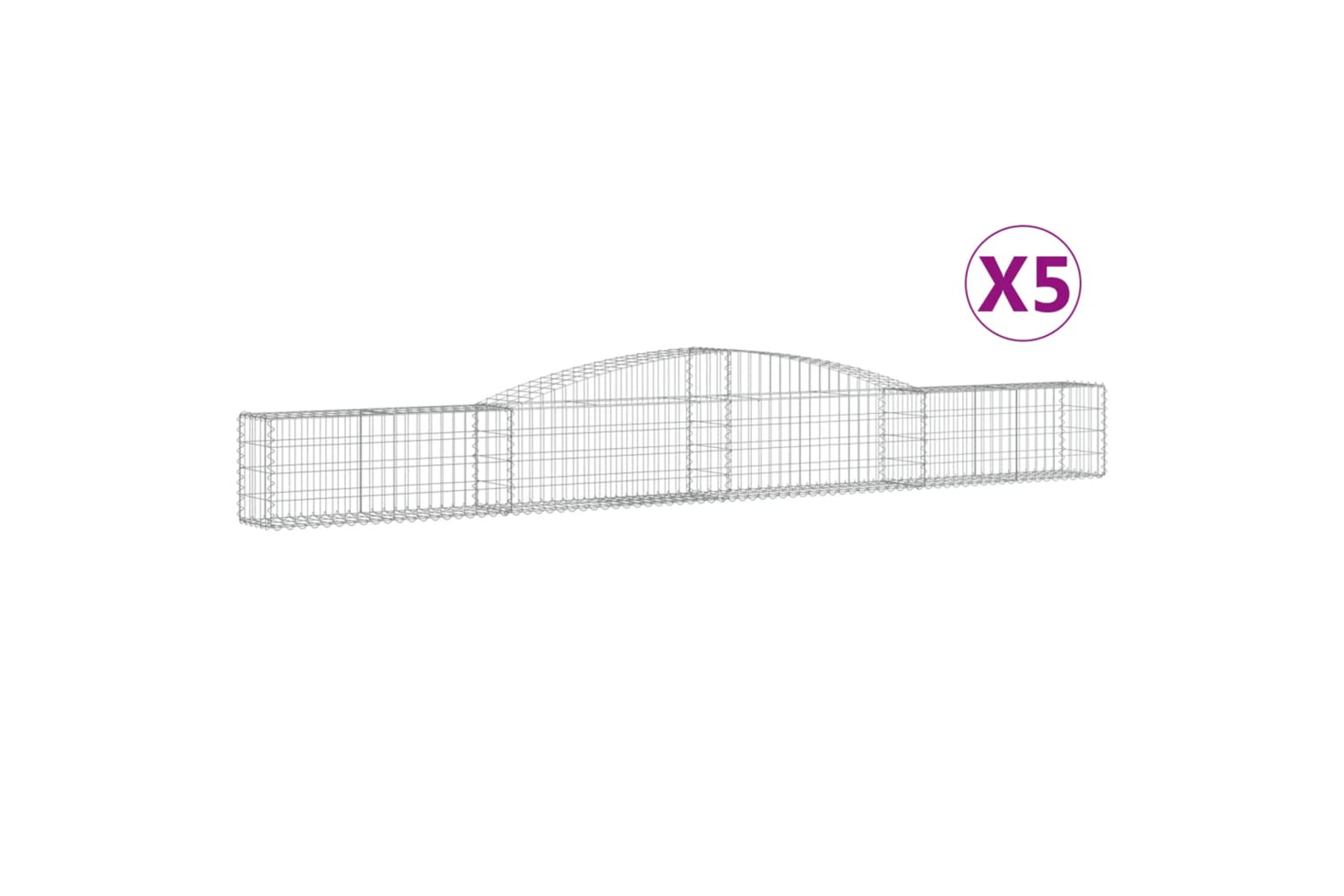 vidaXL 3146830 Arched Gabion Baskets 5 Pcs 400x30x40/60cm Galvanised Iron