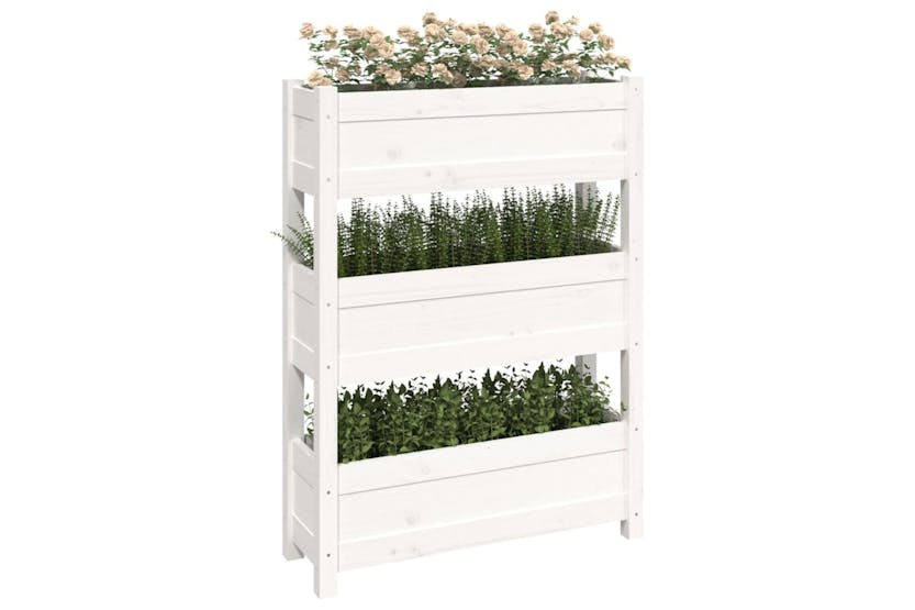 Vidaxl 823935 Planter White 77x25x104.5 Cm Solid Wood Pine