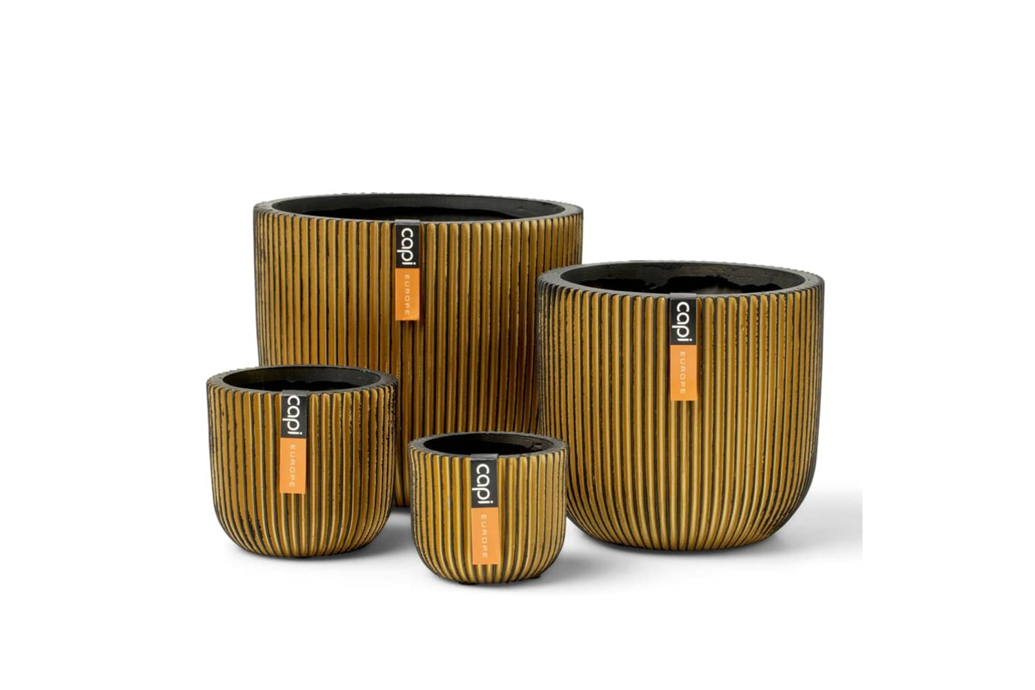Capi 445503 4 Piece Planter Set Groove Gold