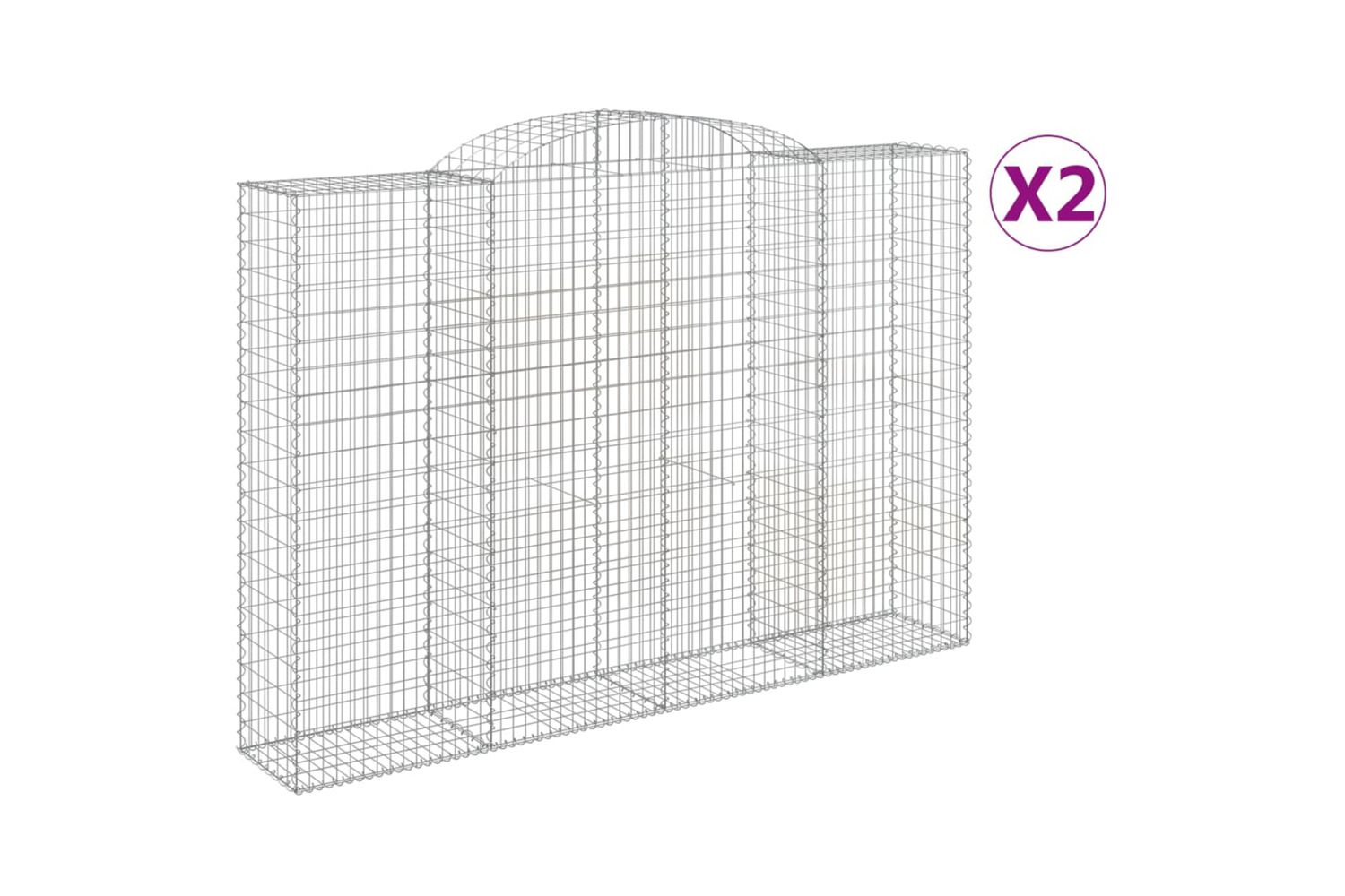 vidaXL 3146791 Arched Gabion Baskets 2 Pcs 300x50x200/220cm Galvanised Iron