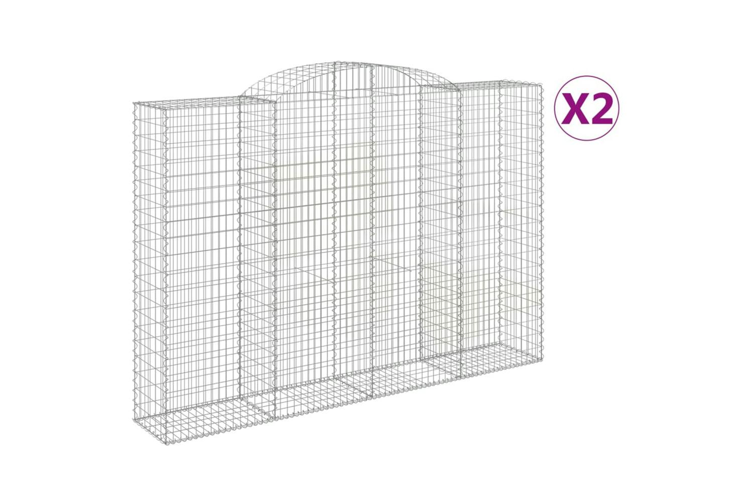 Vidaxl 3146791 Arched Gabion Baskets 2 Pcs 300x50x200/220 Cm Galvanised Iron