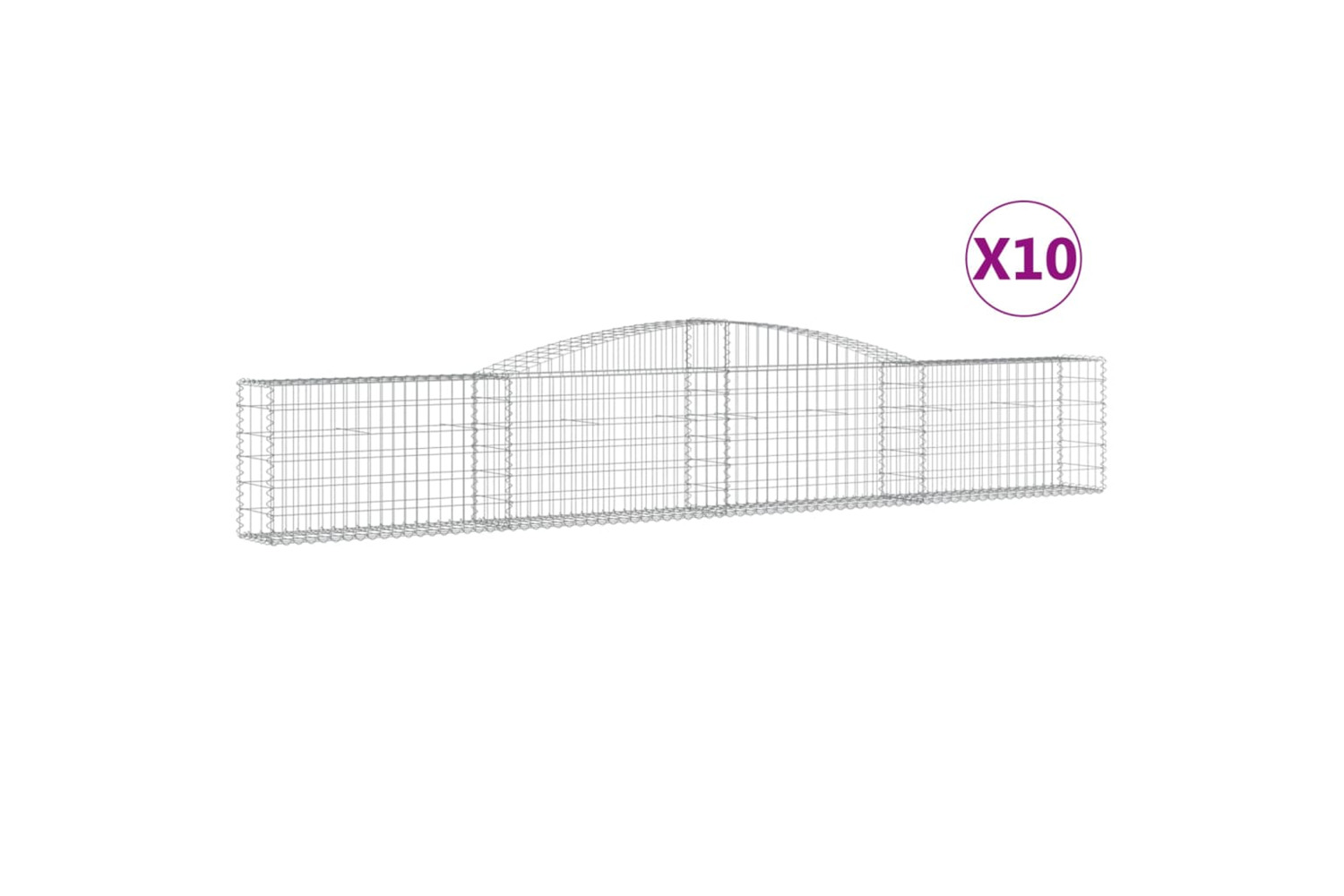 vidaXL 3146848 Arched Gabion Baskets 10 Pcs 400x30x60/80cm Galvanised Iron