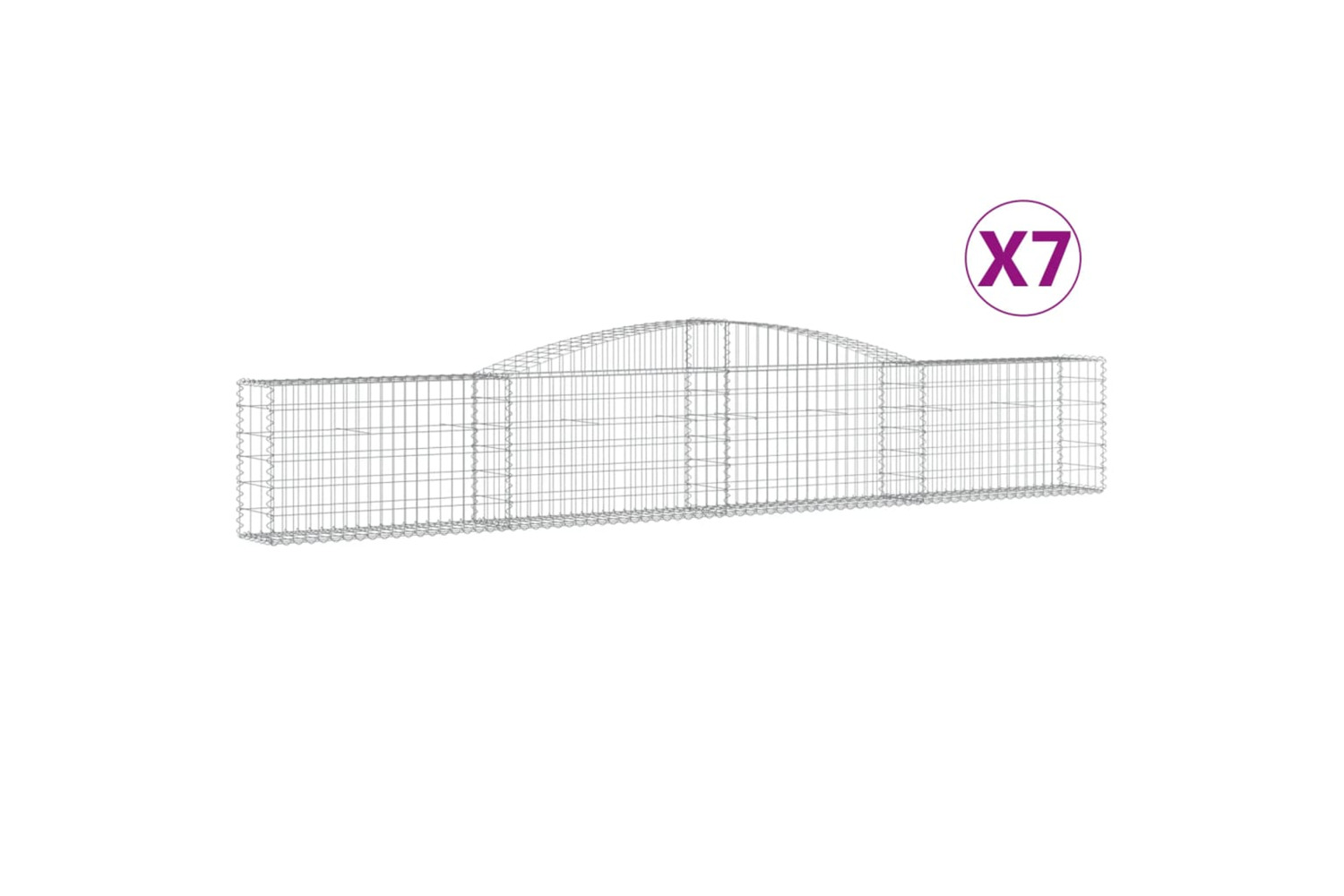 vidaXL 3146845 Arched Gabion Baskets 7 Pcs 400x30x60/80cm Galvanised Iron
