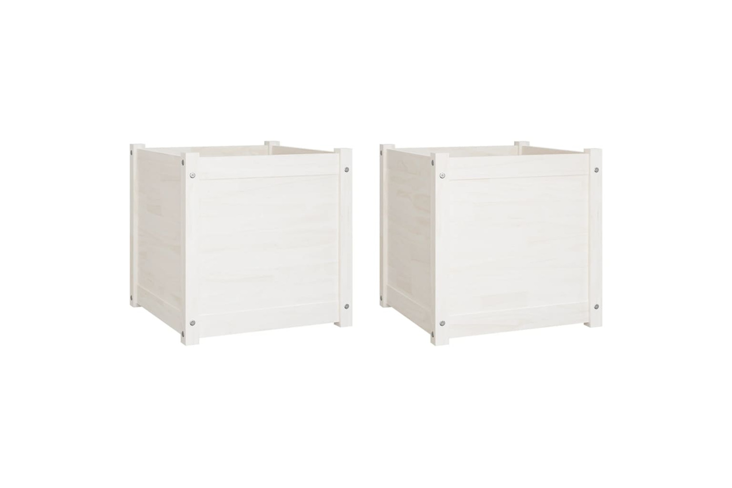 vidaXL 810549 Garden Planters 2 Pcs White 50x50x50cm Solid Pinewood