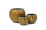 Capi 445502 3 Piece Ball Vase Set Groove Gold