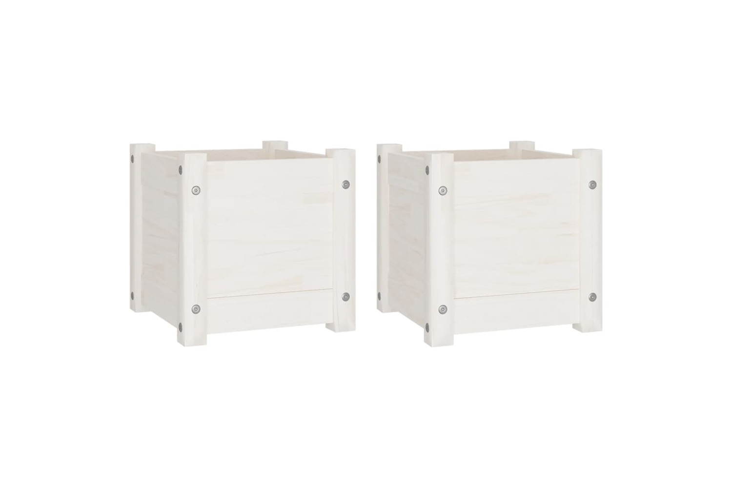 vidaXL 810525 Garden Planters 2 Pcs White 31x31x31cm Solid Pinewood